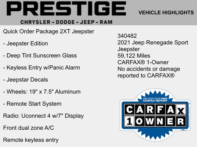 2021 Jeep Renegade Jeepster 4X4 2