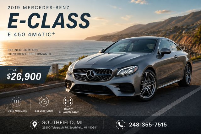 Selenite Gray Metallic 2019 Mercedes-Benz E-Class Coupe All-Wheel Drive 9-Speed Automatic