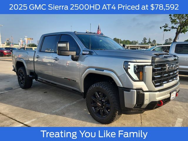 Sterling Metallic 2025 GMC Sierra 2500HD AT4 Crew Cab 4WD Pickup Truck Four-Wheel Drive Automatic