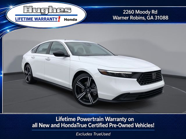 Platinum White Pearl 2023 Honda Accord Hybrid Sedan Front-Wheel Drive Continuously Variable Transmission