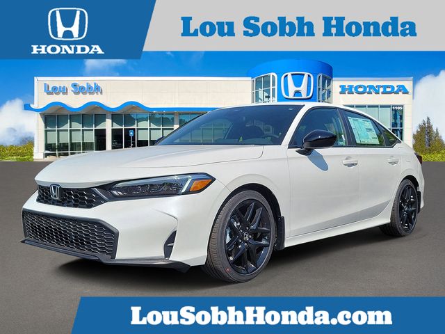 Platinum White Pearl 2026 Honda Civic Sport FWD Sedan Front-Wheel Drive Continuously Variable Transmission