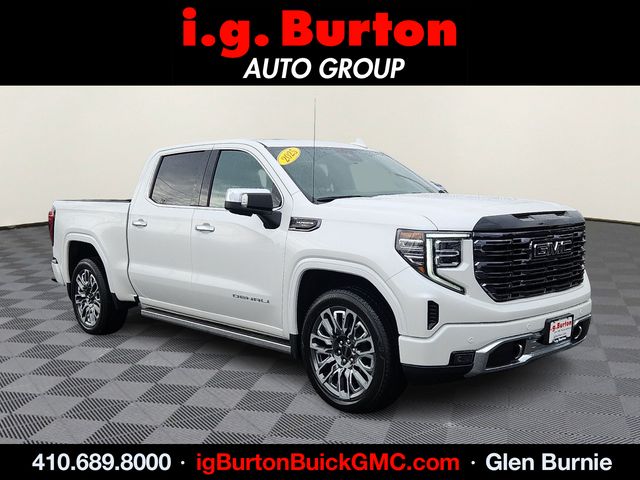 White Frost Tricoat 2025 GMC Sierra 1500 Denali Ultimate Crew Cab 4WD Pickup Truck Four-Wheel Drive Automatic