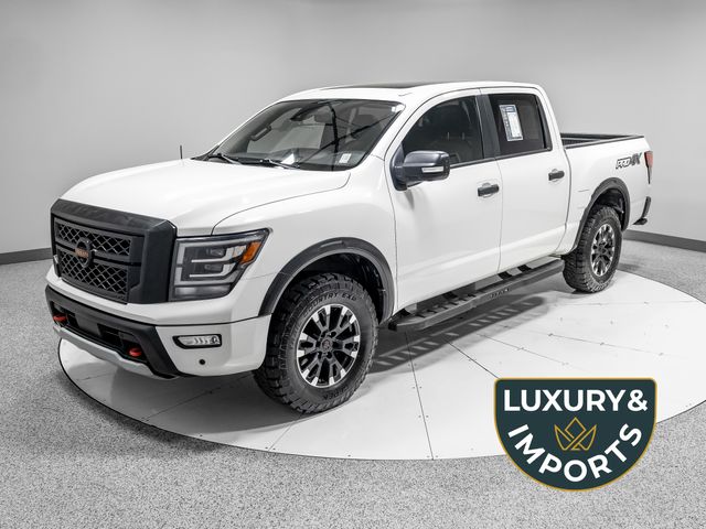 Glacier White 2020 Nissan Titan Pickup Truck Four-Wheel Drive 9-Speed Automatic