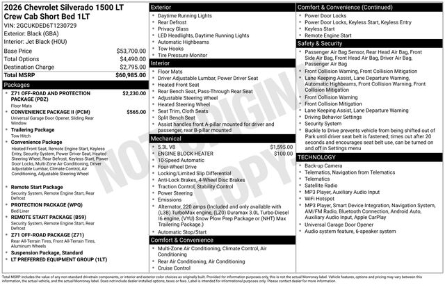 New 2026 Chevrolet Silverado 1500 Truck