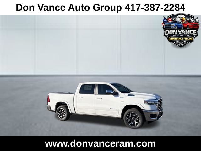 Bright White Clearcoat 2026 RAM 1500 Laramie Crew Cab 4WD Pickup Truck Four-Wheel Drive 8-Speed Automatic