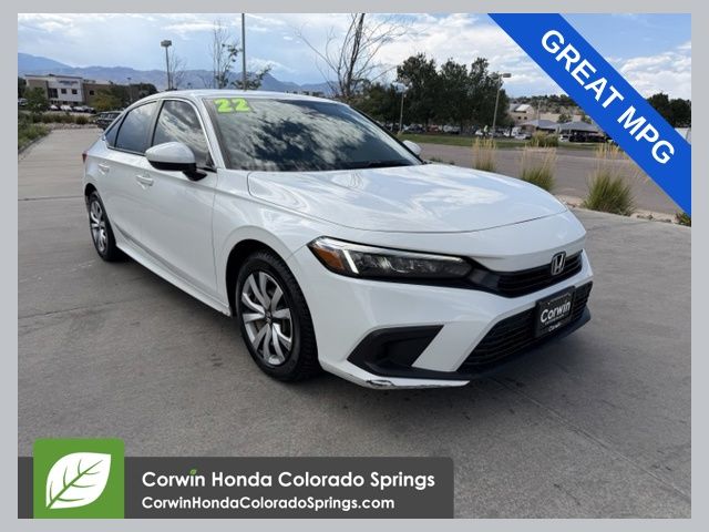 Platinum White Pearl 2022 Honda Civic Sedan Front-Wheel Drive Continuously Variable Transmission