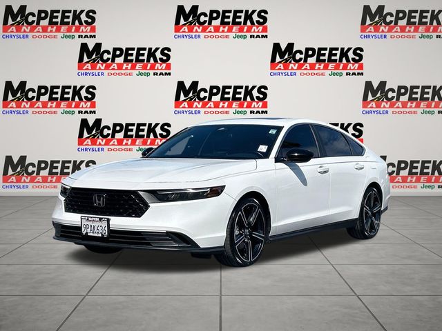 White 2024 Honda Accord Hybrid Sedan Front-Wheel Drive Continuously Variable Transmission