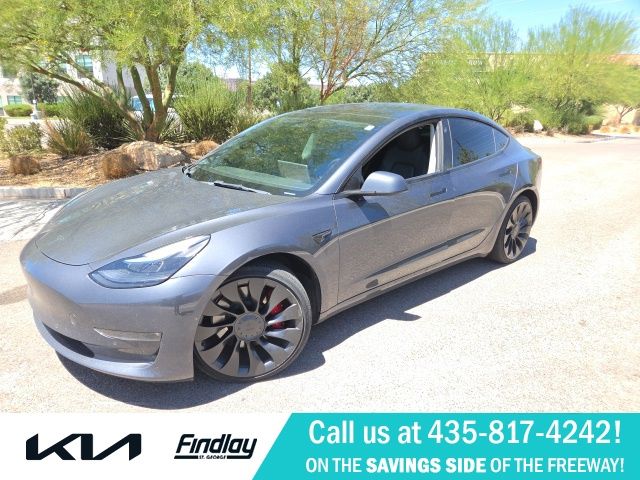 Gray 2022 Tesla Model 3 Sedan All-Wheel Drive 1-Speed Automatic