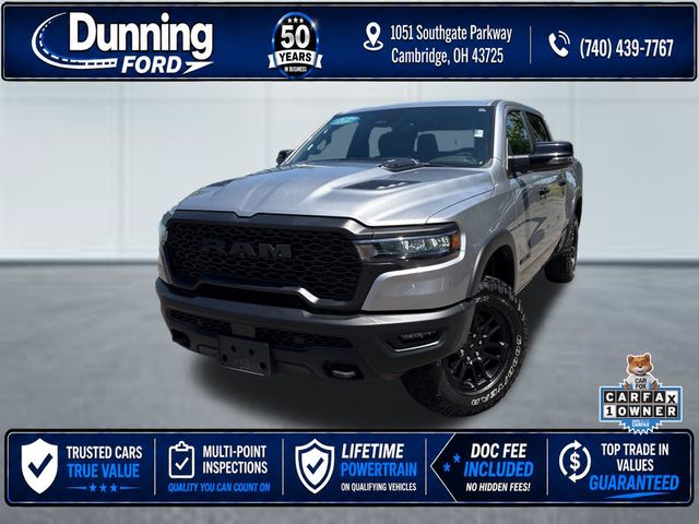 Billet Silver Metallic Clearcoat 2025 RAM 1500 Rebel Crew Cab 4WD Pickup Truck Four-Wheel Drive 8-Speed Automatic