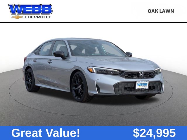 Silver 2025 Honda Civic Sport FWD Sedan Front-Wheel Drive Continuously Variable Transmission