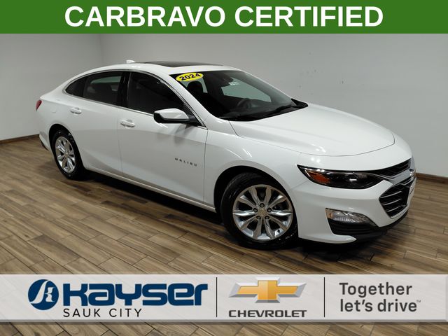Summit White 2024 Chevrolet Malibu LT with 1LT FWD Sedan Front-Wheel Drive Continuously Variable Transmission