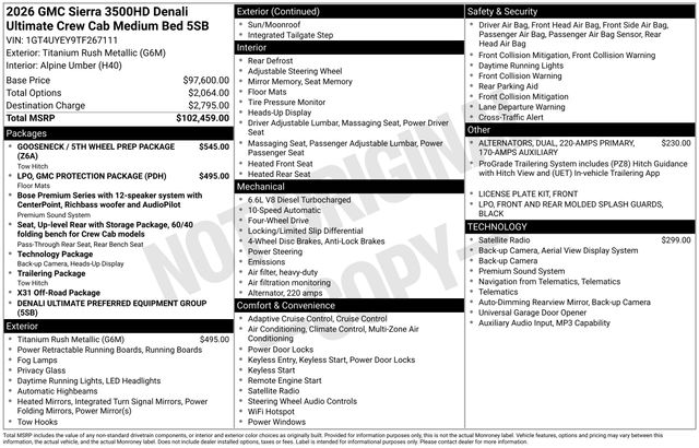 2026 GMC Sierra 3500 HD Denali Ultimate