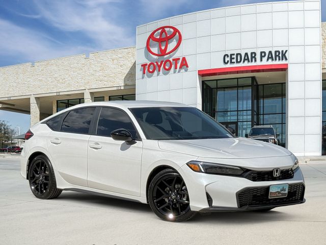 White 2026 Honda Civic Hatchback Sport FWD Hatchback Front-Wheel Drive Continuously Variable Transmission