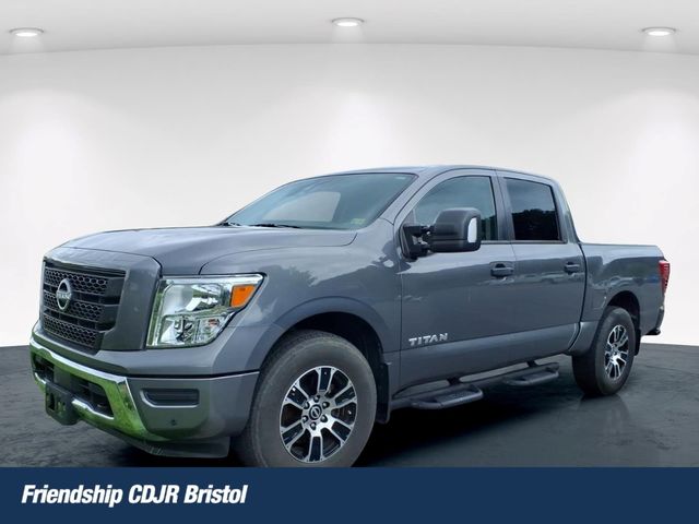 Gray (Gun Metallic) 2023 Nissan Titan Pickup Truck Four-Wheel Drive 9-Speed Automatic