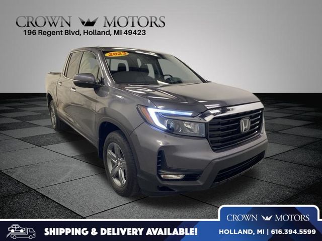 Gray (Modern Steel Metallic) 2023 Honda Ridgeline Pickup Truck All-Wheel Drive 9-Speed Automatic