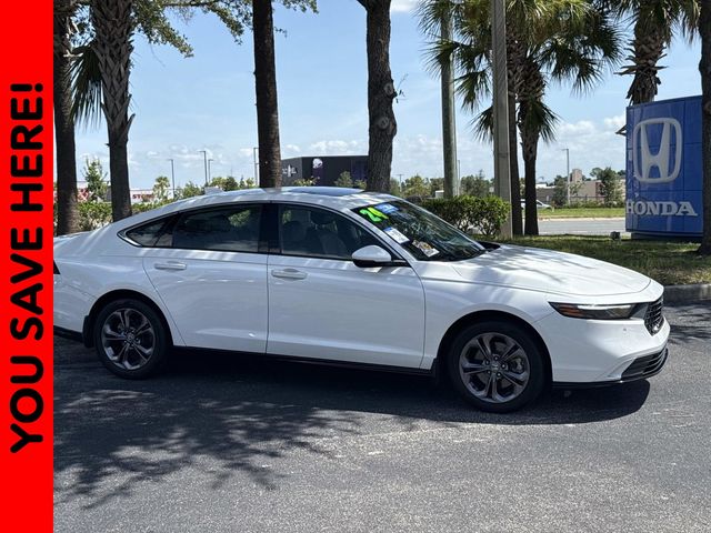 White 2024 Honda Accord Hybrid Sedan Front-Wheel Drive Continuously Variable Transmission