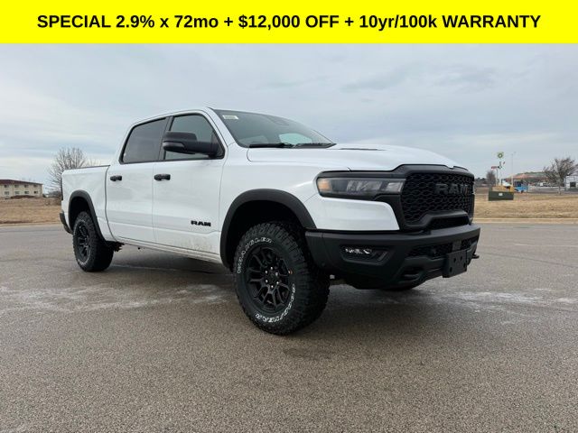 Bright White Clearcoat 2026 RAM 1500 Rebel Crew Cab 4WD Pickup Truck Four-Wheel Drive 8-Speed Automatic
