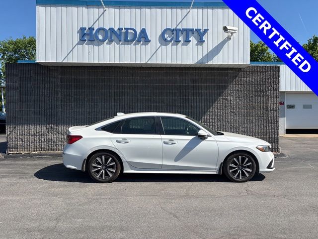 Platinum White Pearl 2024 Honda Civic EX FWD Sedan Front-Wheel Drive Continuously Variable Transmission