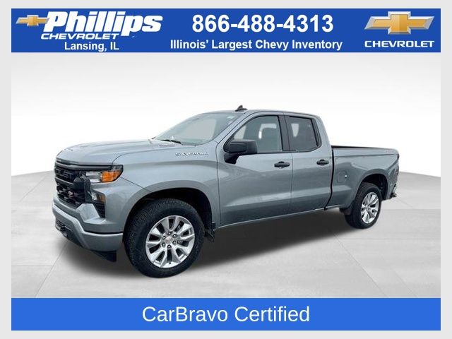 Sterling Gray Metallic 2025 Chevrolet Silverado 1500 Custom Double Cab 4WD Pickup Truck Four-Wheel Drive 8-Speed Automatic