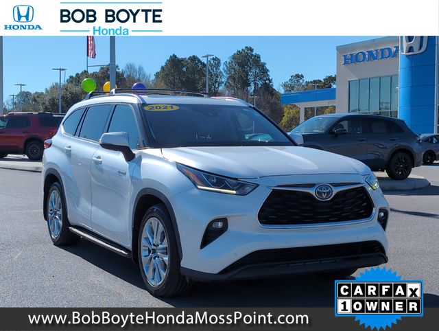 White (Blizzard Pearl) 2021 Toyota Highlander Hybrid Limited FWD SUV / Crossover Front-Wheel Drive Continuously Variable Transmission