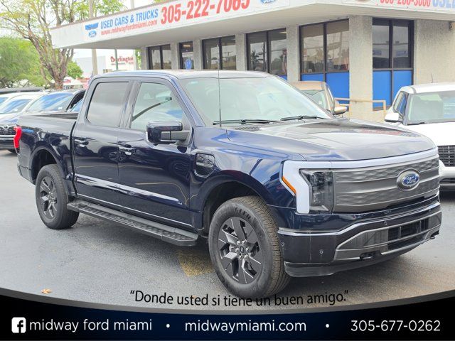 Antimatter Blue Metallic 2023 Ford F-150 Lightning Lariat SuperCrew AWD Pickup Truck All-Wheel Drive Automatic