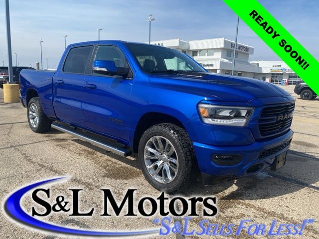 Blue Streak Pearlcoat 2019 RAM 1500 Sport Crew Cab 4WD Pickup Truck 8-Speed Automatic