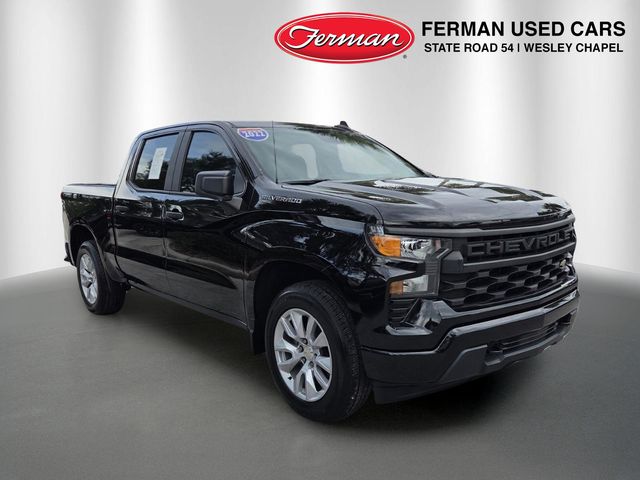 Black 2022 Chevrolet Silverado 1500 Custom Crew Cab RWD Pickup Truck 4X2 8-Speed Automatic