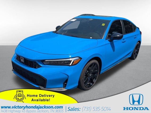Boost Blue Pearl 2026 Honda Civic Hybrid Hatchback Front-Wheel Drive Continuously Variable Transmission
