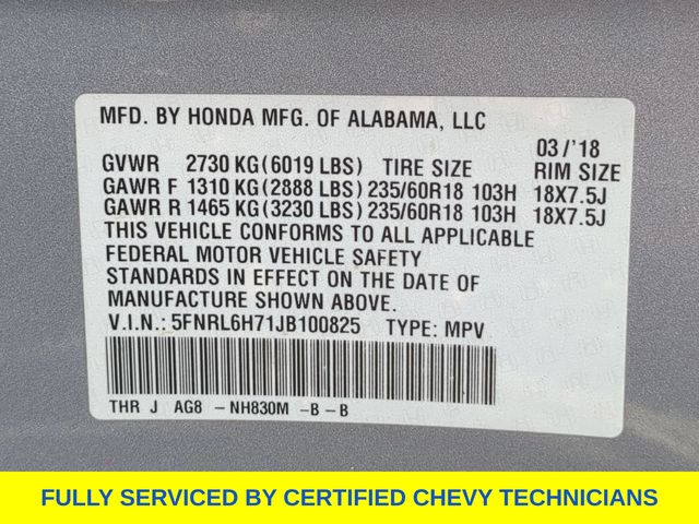 Used 2018 Honda Odyssey Van