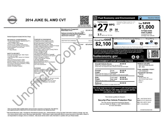 Sapphire Black 2014 Nissan Juke SUV / Crossover All-Wheel Drive Continuously Variable Transmission