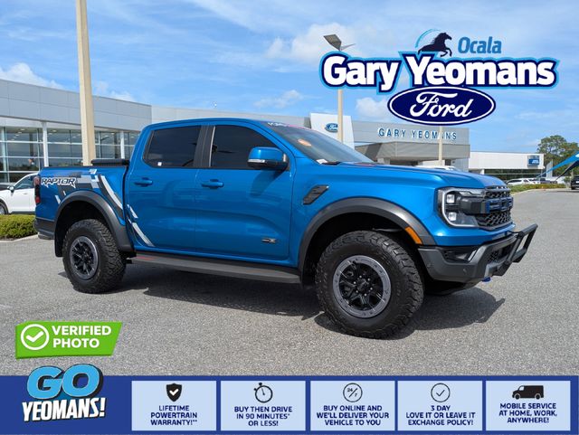 Velocity Blue Metallic 2024 Ford Ranger Raptor SuperCrew 4WD Pickup Truck Four-Wheel Drive Automatic