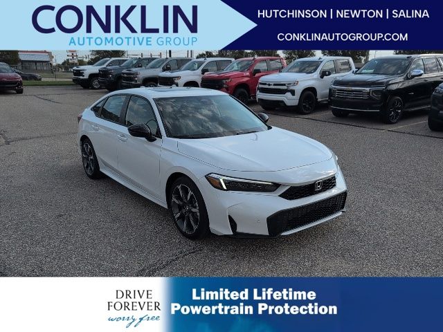 Platinum White Pearl 2026 Honda Civic Hybrid Sedan Front-Wheel Drive Continuously Variable Transmission