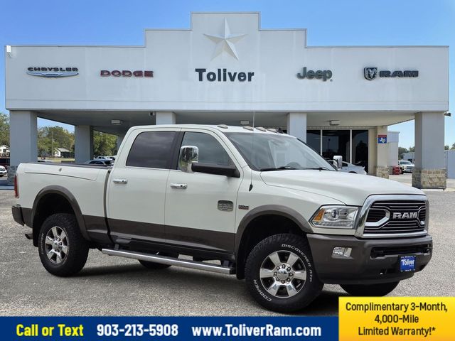 Pearl White 2018 RAM 2500 Laramie Longhorn Crew Cab 4WD Pickup Truck Four-Wheel Drive 6-Speed Automatic