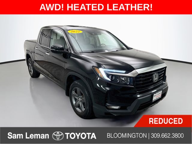 Crystal Black Pearl 2022 Honda Ridgeline Pickup Truck All-Wheel Drive 9-Speed Automatic