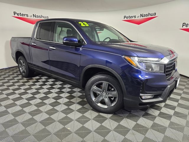 Black (Obsidian Blue Pearl) 2023 Honda Ridgeline Pickup Truck All-Wheel Drive 9-Speed Automatic