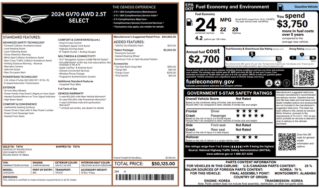 2024 Genesis GV70 Select 25