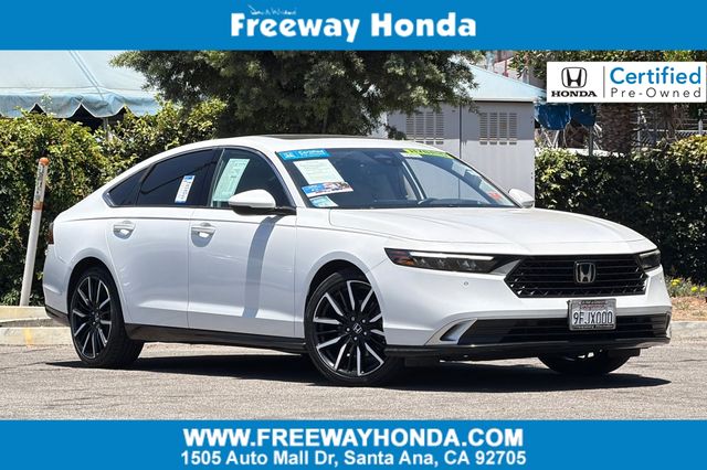 Platinum White Pearl 2023 Honda Accord Hybrid Sedan Front-Wheel Drive Continuously Variable Transmission