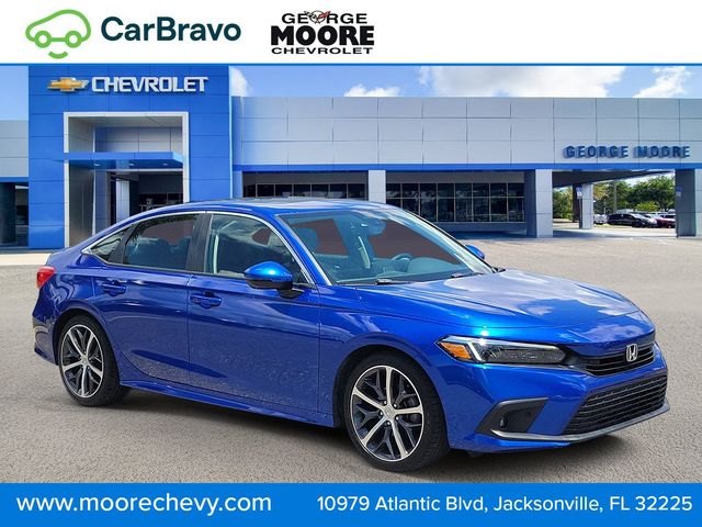 Boost Blue Pearl 2022 Honda Civic Sedan Front-Wheel Drive Continuously Variable Transmission
