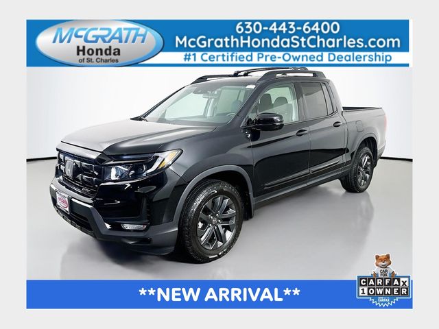 Crystal Black Pearl 2025 Honda Ridgeline Pickup Truck All-Wheel Drive 9-Speed Automatic