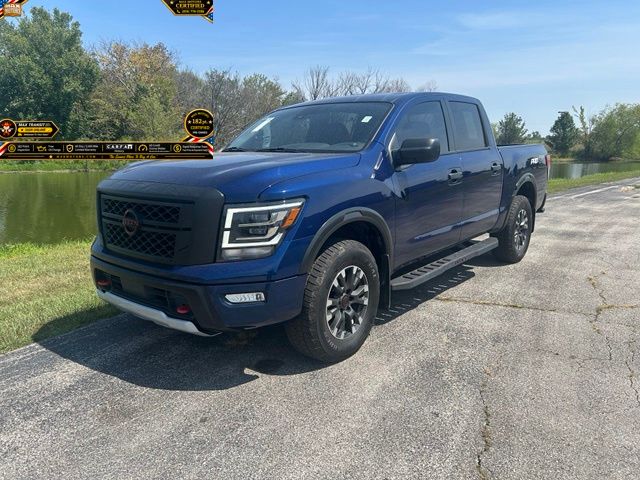 Deep Blue Pearl 2024 Nissan Titan Pickup Truck Four-Wheel Drive 9-Speed Automatic