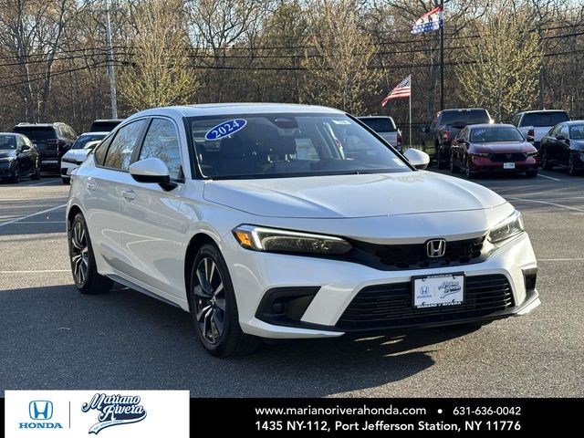 Platinum White Pearl 2024 Honda Civic Hatchback EX-L FWD Hatchback Front-Wheel Drive Continuously Variable Transmission