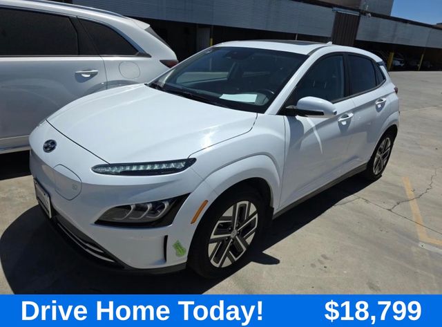 Lunar White 2023 Hyundai Kona Electric SUV / Crossover Front-Wheel Drive 1-Speed Automatic