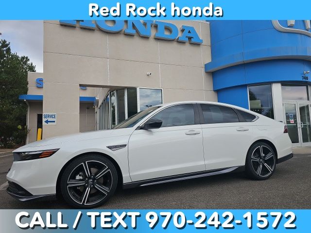 Platinum White Pearl 2023 Honda Accord Hybrid Sedan Front-Wheel Drive Continuously Variable Transmission