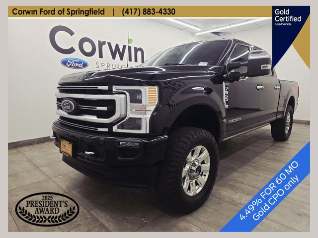 Agate Black Metallic 2022 Ford F-350 Super Duty Platinum Crew Cab 4WD Pickup Truck Four-Wheel Drive Automatic