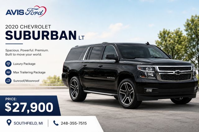 Black 2020 Chevrolet Suburban 1500 LT 4WD SUV / Crossover Four-Wheel Drive 6-Speed Automatic Overdrive