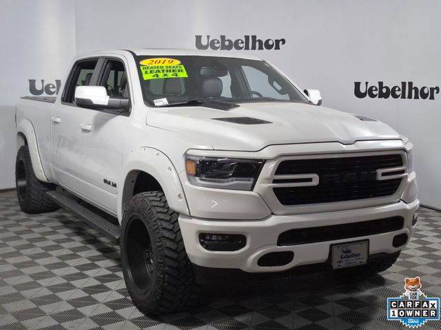 Ivory White Tri-Coat Pearlcoat 2019 RAM 1500 Sport Crew Cab 4WD Pickup Truck 8-Speed Automatic