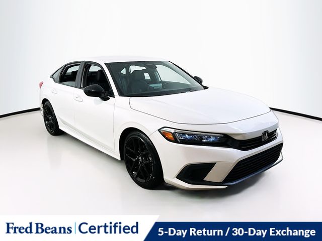 White 2024 Honda Civic Sport FWD Sedan Front-Wheel Drive Continuously Variable Transmission