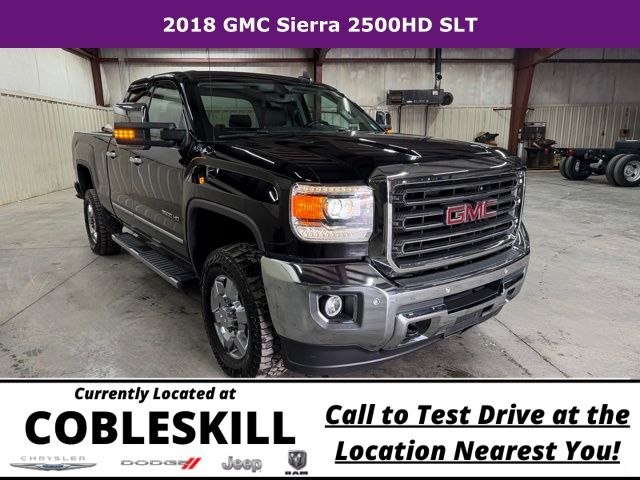 Onyx Black 2018 GMC Sierra 2500HD SLT Double Cab SB 4WD Pickup Truck Four-Wheel Drive 6-Speed Automatic Overdrive