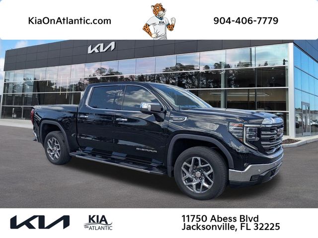 Onyx Black 2023 GMC Sierra 1500 SLT Crew Cab 4WD Pickup Truck Four-Wheel Drive Automatic