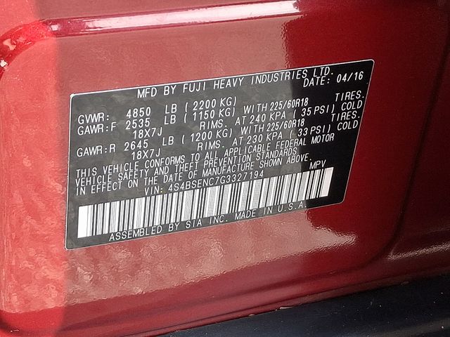 2016 Subaru Outback 3.6R Red at Rafferty Subaru